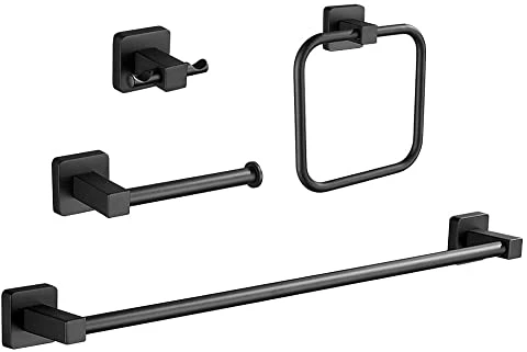 Hardware de zinc Juego de 4 piezas Grifería sanitaria y accesorios de baño negro mate