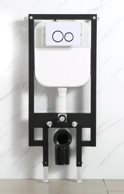 Cisterna de descarga de plástico para ahorro de agua montada en la pared para baño, tanque de agua de inodoro oculto colgado en la pared con marca de agua